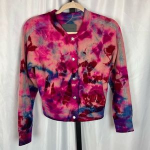 Zoe Jordan Tie Dye Button Front Cashmere Wool Blend Sweater, size XS